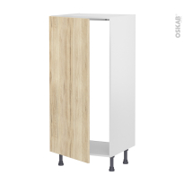 Colonne de cuisine N°27 - Armoire frigo encastrable - IKORO Chêne clair - 1 porte - L60 x H125 x P58 cm