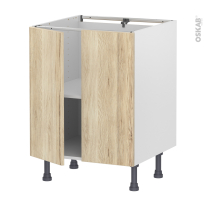 Meuble de cuisine - Bas - IKORO Chêne clair - 2 portes - L60 x H70 x P58 cm