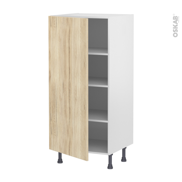Colonne de cuisine N°27 - Armoire étagère - IKORO Chêne clair - 1 porte - L60 x H125 x P58 cm