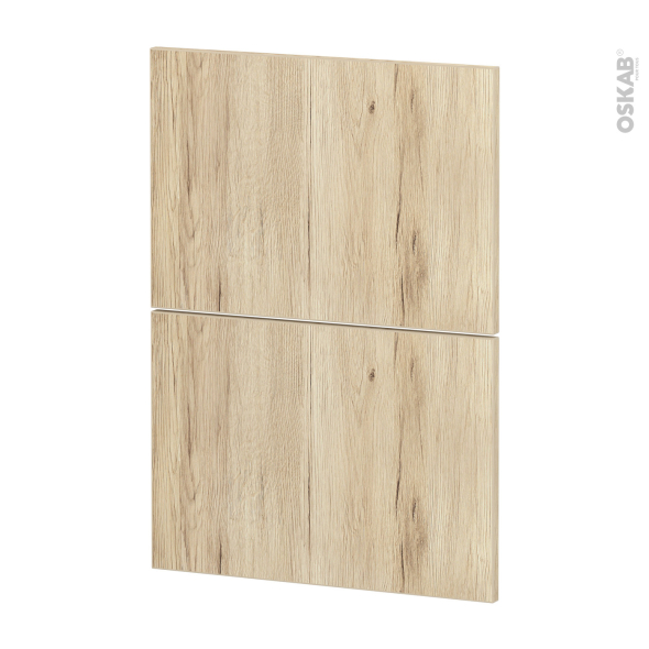 Façades de cuisine - 2 tiroirs N°52 - IKORO Chêne clair - L40 x H70 cm