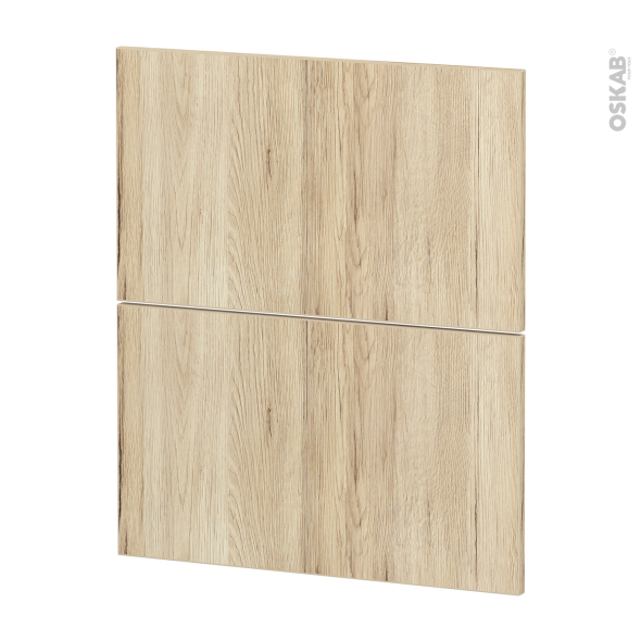Façades de cuisine - 2 tiroirs N°57 - IKORO Chêne clair - L60 x H70 cm