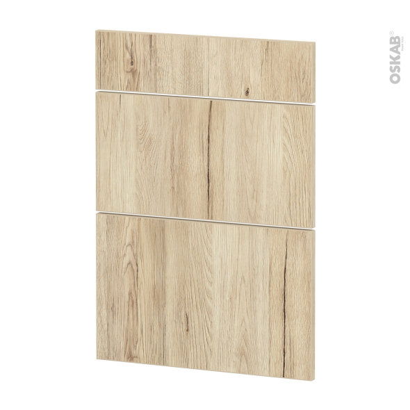 Façades de cuisine - 3 tiroirs N°58 - IKORO Chêne clair - L60 x H70 cm