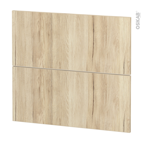 Façades de cuisine - 2 tiroirs N°60 - IKORO Chêne clair - L80 x H70 cm
