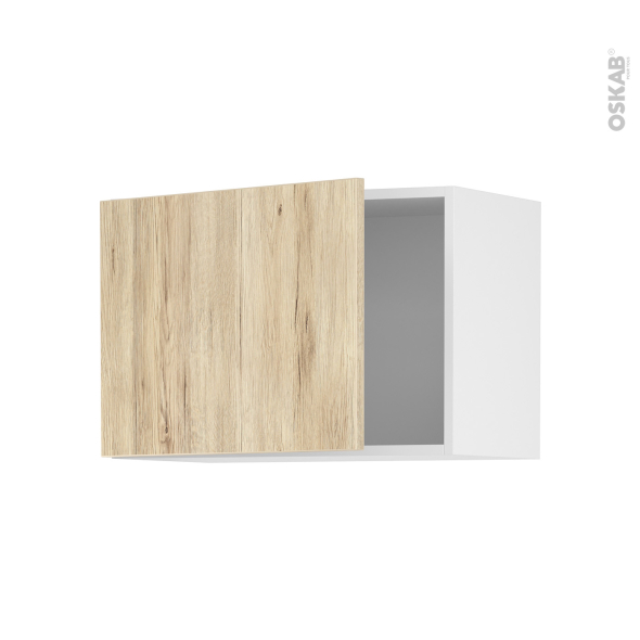 Meuble de cuisine - Haut ouvrant - IKORO Chêne clair - 1 porte - L60 x H41 x P37 cm