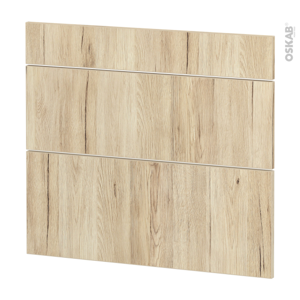 Façades de cuisine - 3 tiroirs N°74 - IKORO Chêne clair - L80 x H70 cm