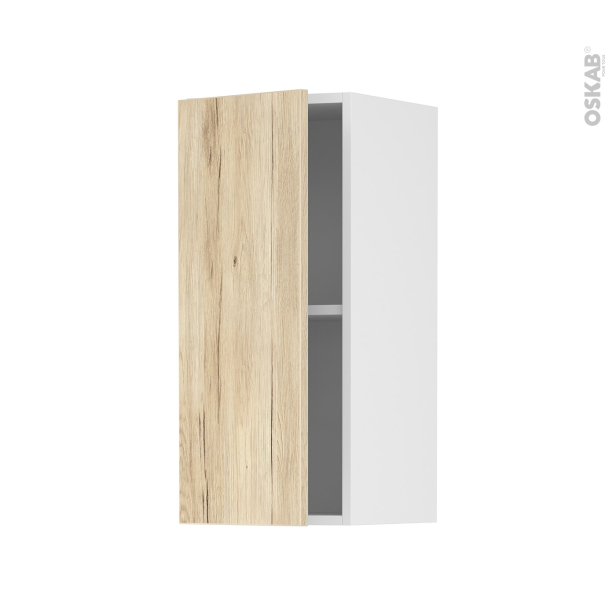 Meuble de cuisine Haut ouvrant <br />IKORO Chêne clair, 1 porte, L30 x H70 x P37 cm 