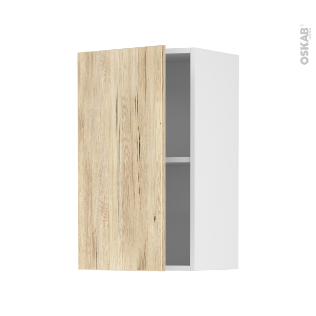 Meuble de cuisine Haut ouvrant <br />IKORO Chêne clair, 1 porte, L40 x H70 x P37 cm 
