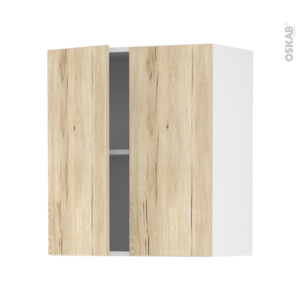 Meuble de cuisine Haut ouvrant <br />IKORO Chêne clair, 2 portes, L60 x H70 x P37 cm 