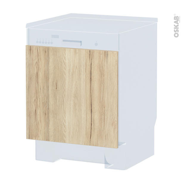 Porte lave vaisselle Intégrable N°16 <br />IKORO Chêne clair, L60 x H57 cm 