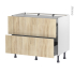 #Meuble de cuisine Casserolier <br />IKORO Chêne clair, 2 tiroirs, L100 x H70 x P58 cm 