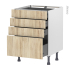 #Meuble de cuisine Casserolier <br />IKORO Chêne clair, 4 tiroirs, L60 x H70 x P58 cm 