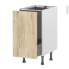 #Meuble de cuisine - Bas coulissant - IKORO Chêne clair - 1 porte 1 tiroir à l'anglaise - L40 x H70 x P58 cm