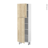 #Colonne de cuisine N°2127 - Armoire étagère - IKORO Chêne clair - 2 portes - L60 x H195 x P37 cm