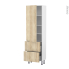 #Colonne de cuisine N°2757 - Armoire étagère - IKORO Chêne clair - 2 casseroliers - L60 x H195 x P37 cm