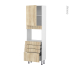 #Colonne de cuisine N°2159 - Four encastrable niche 45  - IKORO Chêne clair - 1 porte 4 tiroirs - L60 x H195 x P37 cm