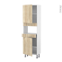 #Colonne de cuisine N°2121 - MO encastrable niche 36/38 - IKORO Chêne clair - 2 portes 1 tiroir - L60 x H195 x P37 cm