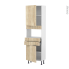 #Colonne de cuisine N°2156 - MO encastrable niche 36/38 - IKORO Chêne clair - 2 portes 2 tiroirs - L60 x H195 x P37 cm