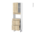 #Colonne de cuisine N°2157 - MO encastrable niche 36/38 - IKORO Chêne clair - 1 porte 3 tiroirs - L60 x H195 x P37 cm
