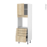 #Colonne de cuisine N°1659 - Four encastrable niche 60 - IKORO Chêne clair - 1 porte 4 tiroirs - L60 x H195 x P58 cm