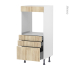 #Colonne de cuisine N°59 Four encastrable niche 60 <br />IKORO Chêne clair, 3 tiroirs, L60 x H125 x P58 cm 