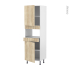 #Colonne de cuisine N°2121 - MO encastrable niche 36/38 - IKORO Chêne clair - 2 portes 1 tiroir - L60 x H195 x P58 cm