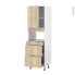 #Colonne de cuisine N°2157 - MO encastrable niche 36/38 - IKORO Chêne clair - 1 porte 3 tiroirs - L60 x H195 x P58 cm