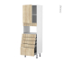 #Colonne de cuisine N°2159 - MO encastrable niche 36/38 - IKORO Chêne clair - 1 porte 5 tiroirs - L60 x H195 x P58 cm