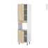 #Colonne de cuisine N°2421 Four encastrable niche 45  <br />IKORO Chêne clair, 2 portes, L60 x H217 x P58 cm 