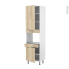 #Colonne de cuisine N°2456 Four encastrable niche 45  <br />IKORO Chêne clair, 2 portes 1 tiroir, L60 x H217 x P58 cm 