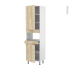 #Colonne de cuisine N°2421 MO encastrable niche 36/38 <br />IKORO Chêne clair, 2 portes 1 tiroir, L60 x H217 x P58 cm 