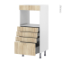 #Colonne de cuisine N°59 Four encastrable niche 45  <br />IKORO Chêne clair, 4 tiroirs, L60 x H125 x P58 cm 