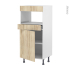 #Colonne de cuisine N°21 MO encastrable niche 36/38 <br />IKORO Chêne clair, 1 porte 1 tiroir, L60 x H125 x P58 cm 