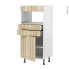#Colonne de cuisine N°56 MO encastrable niche 36/38 <br />IKORO Chêne clair, 1 porte 2 tiroirs, L60 x H125 x P58 cm 