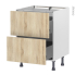 #Meuble de cuisine - Casserolier - IKORO Chêne clair - 2 tiroirs - L60 x H70 x P58 cm