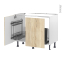 #Meuble de cuisine - Sous évier - IKORO Chêne clair - 2 portes lessiviel-poubelle coulissante  - L100 x H70 x P58 cm