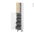 #Colonne de cuisine N°1926 - Armoire de rangement - IKORO Chêne clair - 4 tiroirs à l'anglaise - L40 x H195 x P37 cm