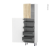 #Colonne de cuisine N°2127 - Armoire de rangement - IKORO Chêne clair - 4 tiroirs à l'anglaise - L60 x H195 x P37 cm