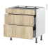 #Meuble de cuisine Casserolier <br />IKORO Chêne clair, 3 tiroirs, L80 x H70 x P58 cm 