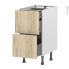 #Meuble de cuisine Casserolier <br />IKORO Chêne clair, 2 tiroirs 1 tiroir à l'anglaise, L40 x H70 x P58 cm 