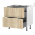 #Meuble de cuisine Casserolier <br />IKORO Chêne clair, 2 tiroirs 1 tiroir à l'anglaise, L80 x H70 x P58 cm 