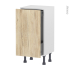 #Meuble de cuisine - Bas coulissant - IKORO Chêne clair - 1 porte 1 tiroir à l'anglaise - L40 x H70 x P37 cm