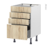 #Meuble de cuisine Casserolier <br />Faux tiroir haut, IKORO Chêne clair, 3 tiroirs, L50 x H70 x P58 cm 