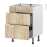 #Meuble de cuisine - Casserolier - Faux tiroir haut - IKORO Chêne clair - 2 tiroirs - L60 x H70 x P58 cm