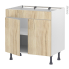#Meuble de cuisine - Bas - Faux tiroir haut - IKORO Chêne clair - 2 portes - L80 x H70 x P58 cm