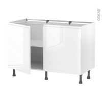Meuble de cuisine - Bas - IPOMA Blanc brillant - 2 portes - L120 x H70 x P58 cm