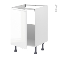 Meuble de cuisine - Sous évier - IPOMA Blanc brillant - 1 porte - L50 x H70 x P58 cm