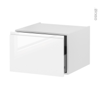 Meuble de cuisine - Bas suspendu - IPOMA Blanc brillant - 1 casserolier - L60 x H41 x P58 cm