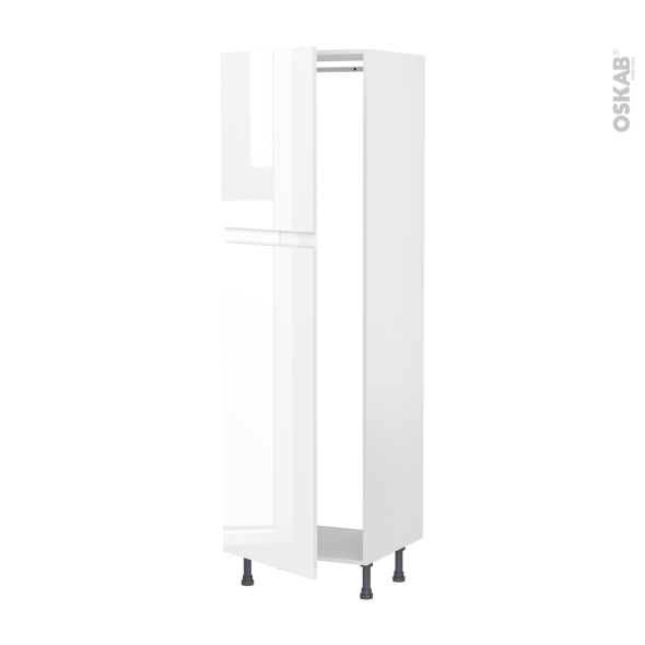 Colonne de cuisine N°2721 - Armoire frigo encastrable - IPOMA Blanc brillant - 2 portes - L60 x H195 x P58 cm