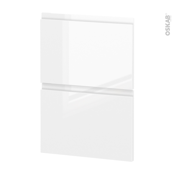 Façades de cuisine - 2 tiroirs N°52 - IPOMA Blanc brillant - L40 x H70 cm