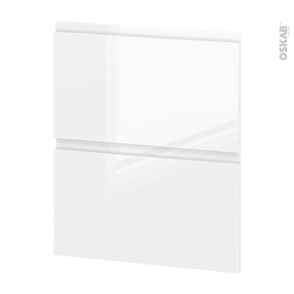 Façades de cuisine - 2 tiroirs N°57 - IPOMA Blanc brillant - L60 x H70 cm